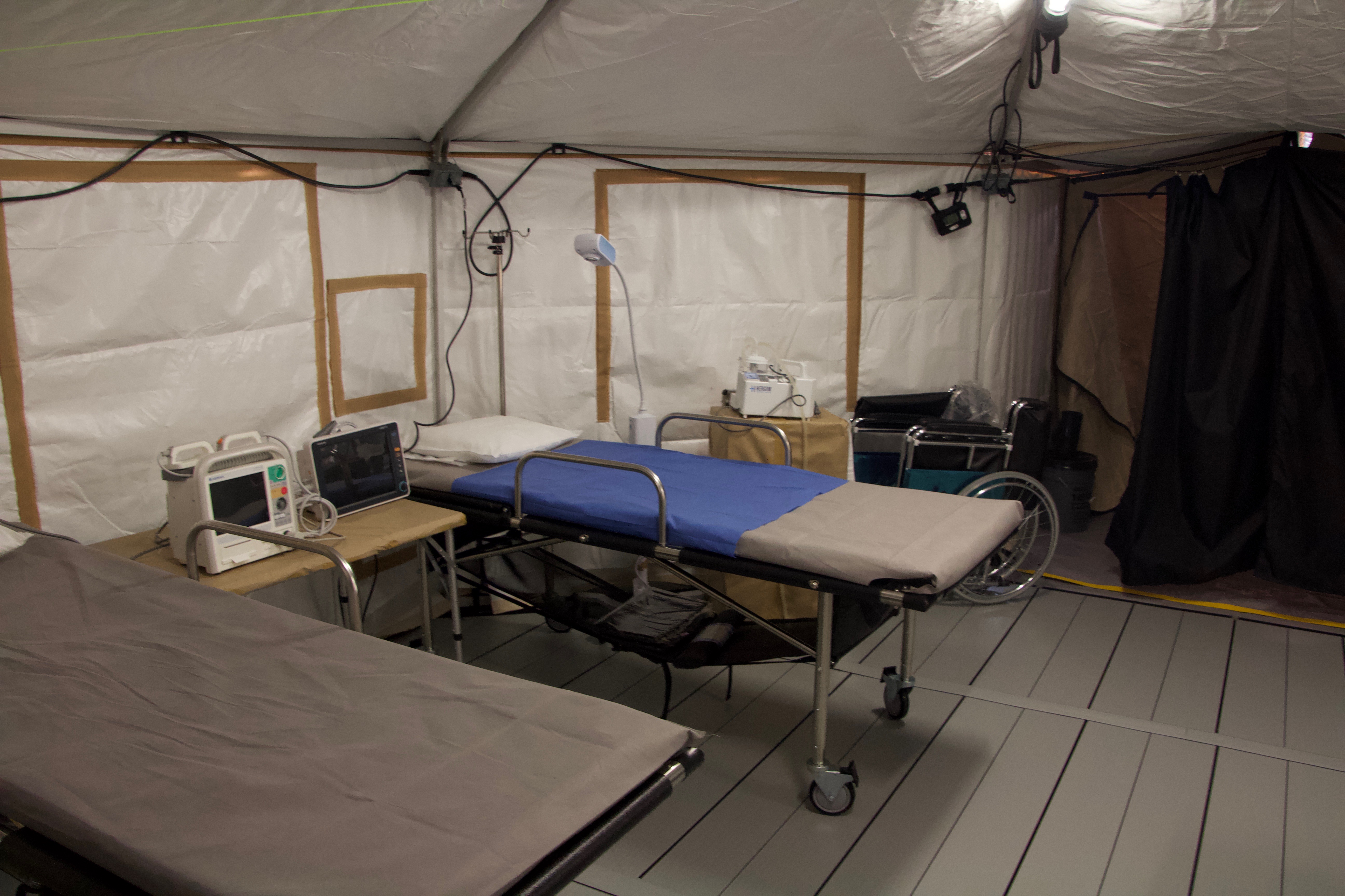 Inside the field hospital clinic the Mexican government operates inside El Barretal.