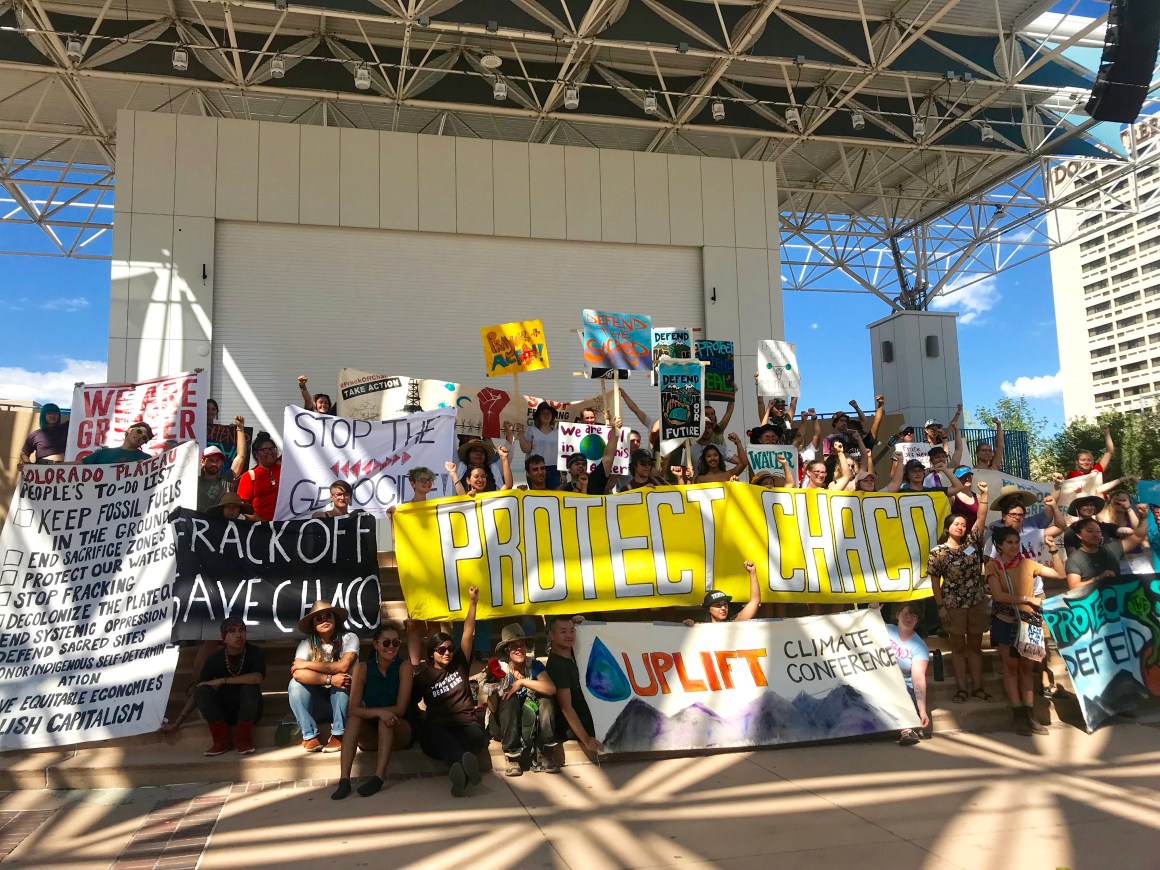 Young leaders rally in Albuquerque in support of the Frack Off Chaco Movement.