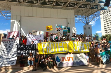 Young leaders rally in Albuquerque in support of the Frack Off Chaco Movement.