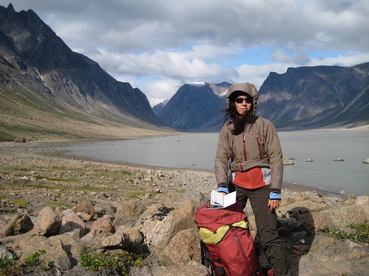 Chantal Bilodeau in Auyuittuq National Park on Baffin Island in Nunavut, Canada, during a research trip for Sila in 2009.