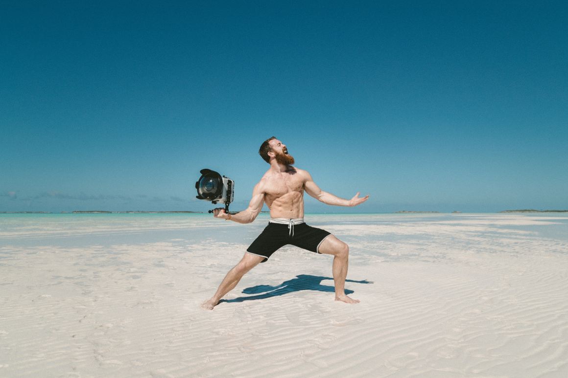 Manly man beach muscles beard