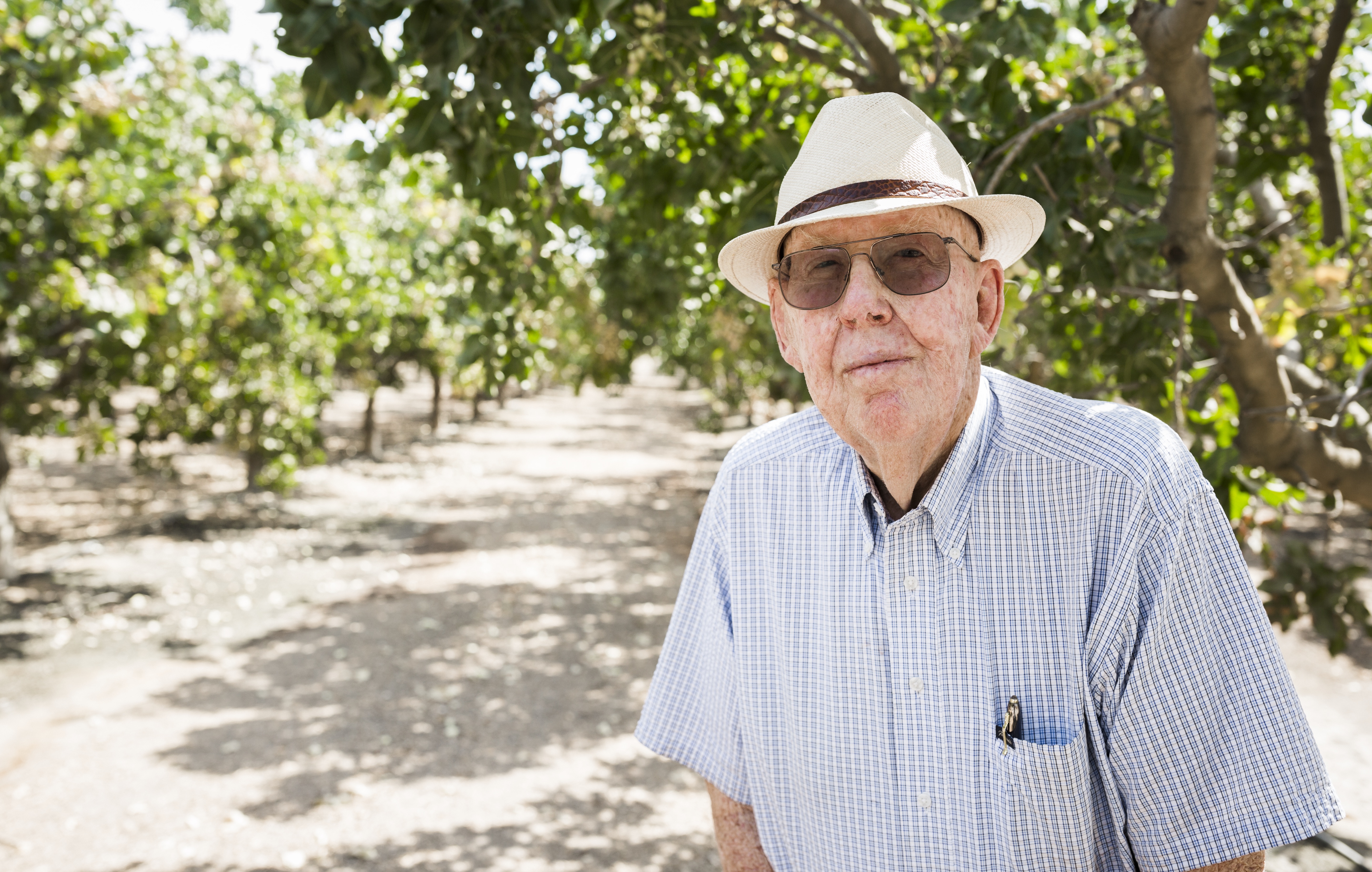 Fred Starrh in a pistachio grove in Shafter, California, where Starrh Family Farms, now a 10,000-acre operation, began on a 30-acre parcel of land.