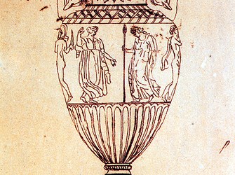 A tracing of an engraving of the Sosibios vase by John Keats.