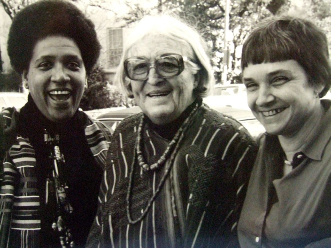 Left to right: Audre Lorde, Meridel Le Sueur, and Adrienne Rich in 1980.