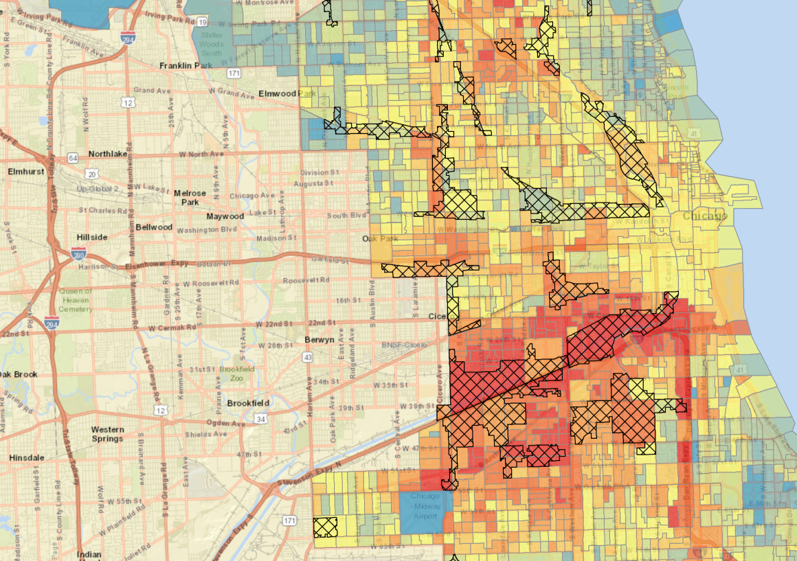 Cumulative Burden of Environmental Exposures and Population Vulnerability in Chicago, NRDC (detail)