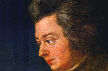 Detail of a portrait of Mozart by his brother-in-law Joseph Lange.