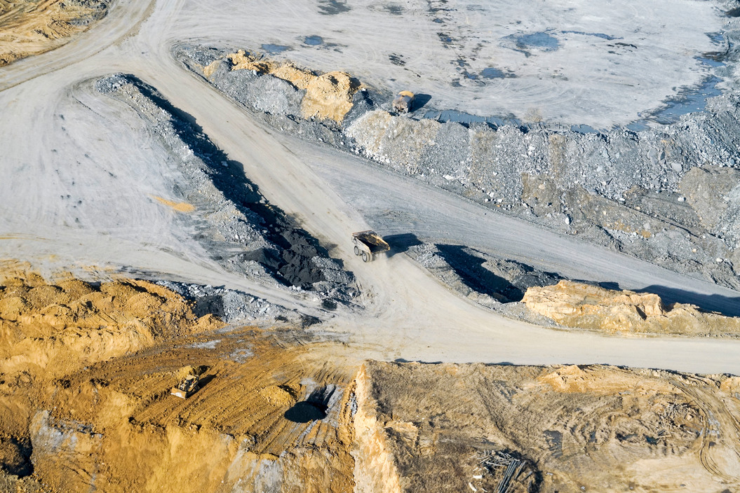 Flying over coal mines in southern Illinois.