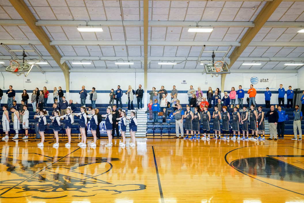 National anthem before a basketball game at Zeigler-Royalton High School in the heart of coal country.