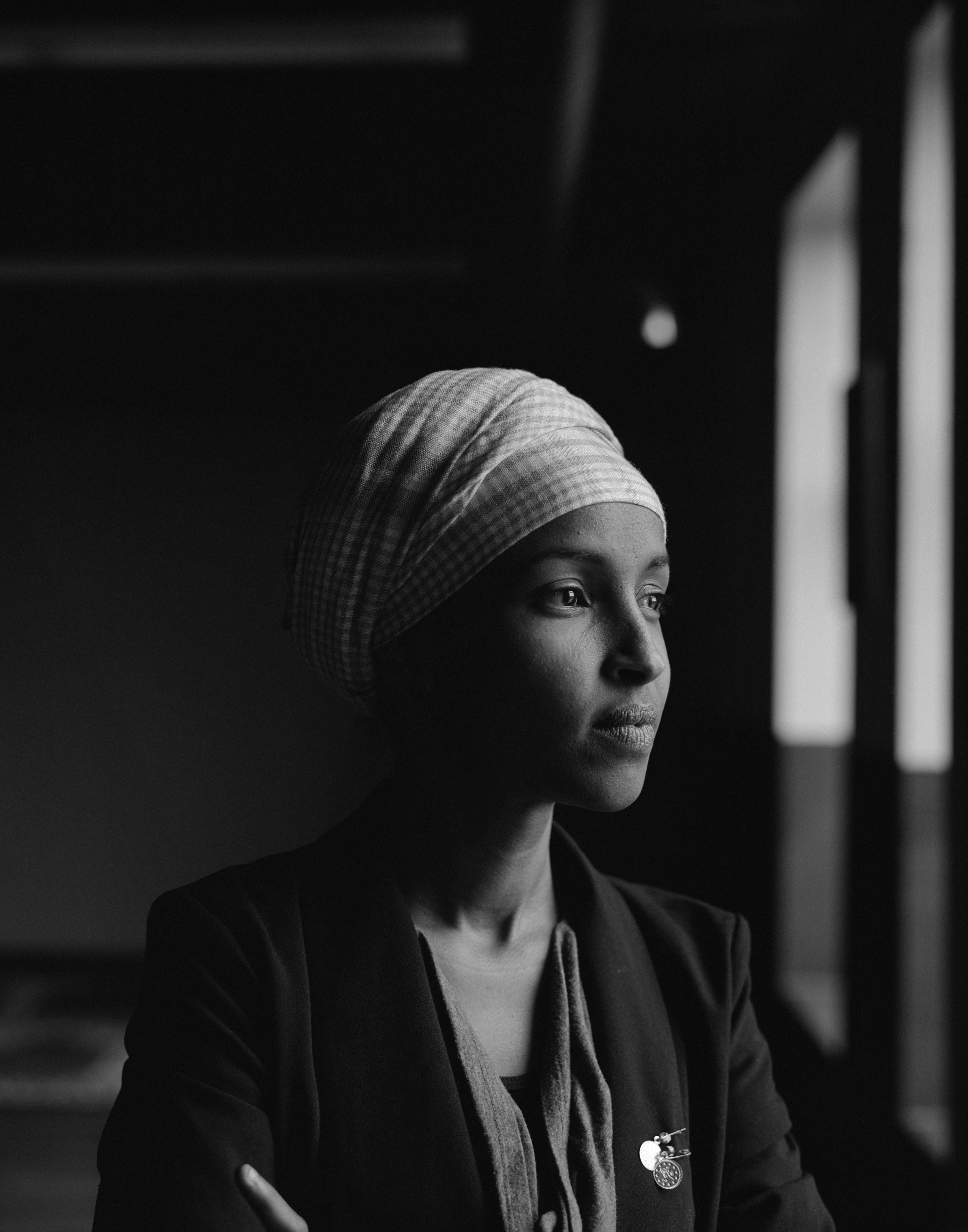 Ilhan Omar, state representative, photographed at her office in Cedar Riverside, Minneapolis in 2017.