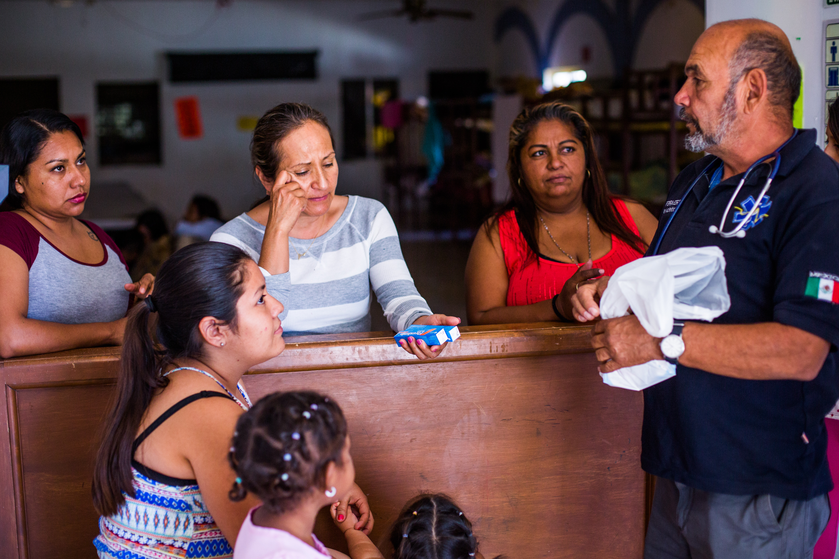 Panchito drops off medical supplies and describes their use at a women's shelter.