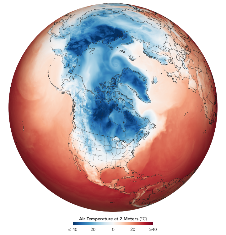 A visualization of temperatures on the morning of January 29th, 2019.