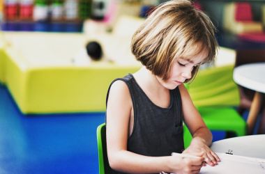 young girl at school