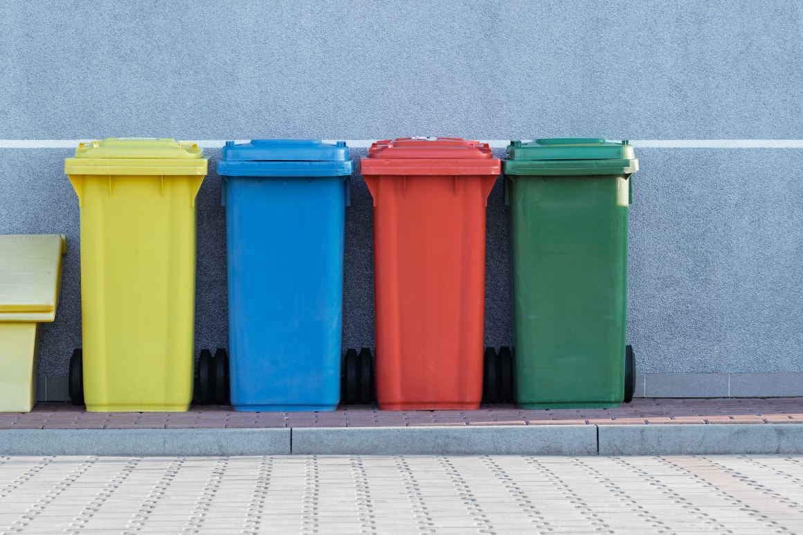 Recycling bins trash waste compost