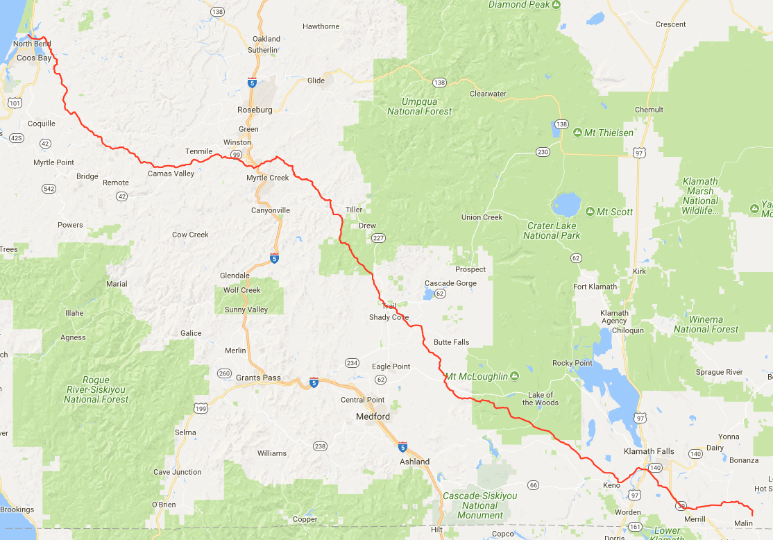 The proposed route of the Pacific Connector Gas Pipeline.