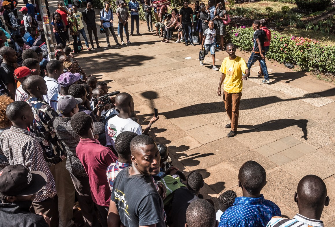 A scene from a performance organized by Jalada—a pan-African writers' collective—in Nairobi, Kenya.