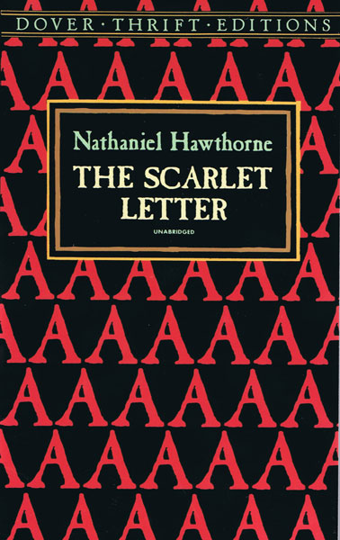 A book cover for The Scarlet Letter, by Nathaniel Hawthorne.