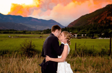 Alexi Hubbell Instagram photo of the Kramers' wedding with the 416 fire in the background