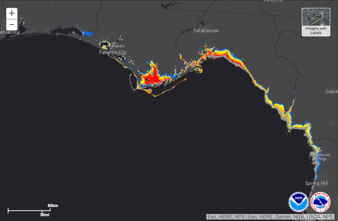 Hurricane Michael storm surge map from NOAA