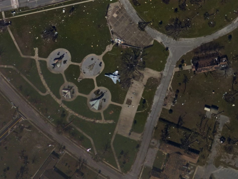 Wreckage at the Tyndall Air Force Base following Hurricane Michael.