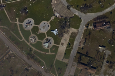 Wreckage at the Tyndall Air Force Base following Hurricane Michael.