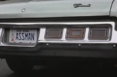 A vanity license plate reading "ASSMAN"