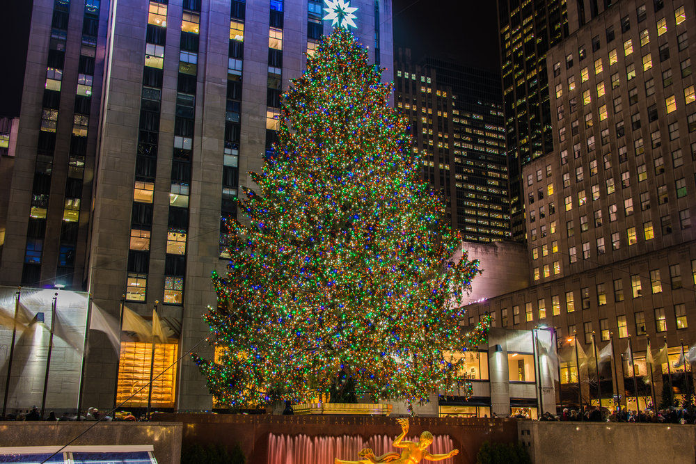 The Christmas tree at Rockefeller Center in New York City.