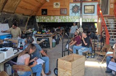 A solar technology training class gathered on Energy Independence Day weekend, July 4th, 2017, at Red Cloud's factory on the Pine Ridge Reservation.