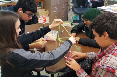 Freshmen at St. Louis Park High School take time out of their social studies class for a team-building exercise that is part of the school's Building Assets, Reducing Risks program.