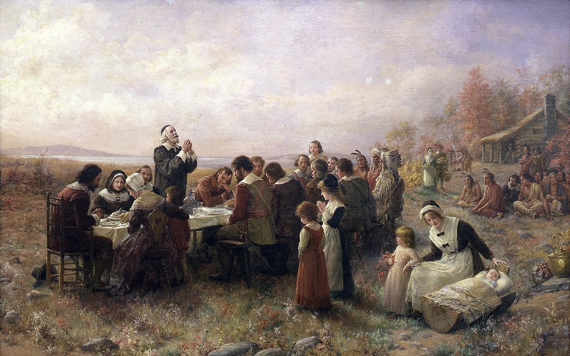 The First Thanksgiving at Plymouth, by Jennie A. Brownscombe, 1914.