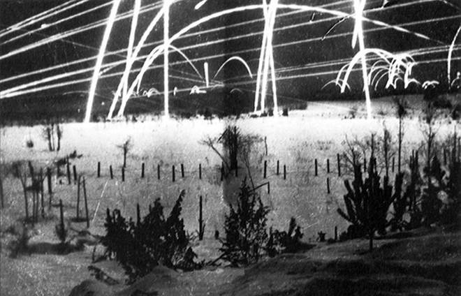 Tracer fire on the Finnish-Soviet border during the Winter War.