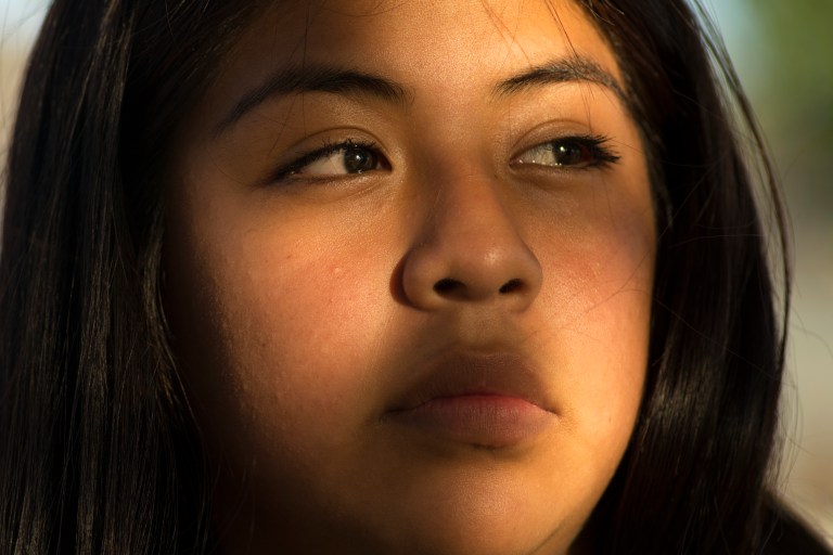 Portrait of Berenise, age 17, at her home in Hidalgo County, Texas.