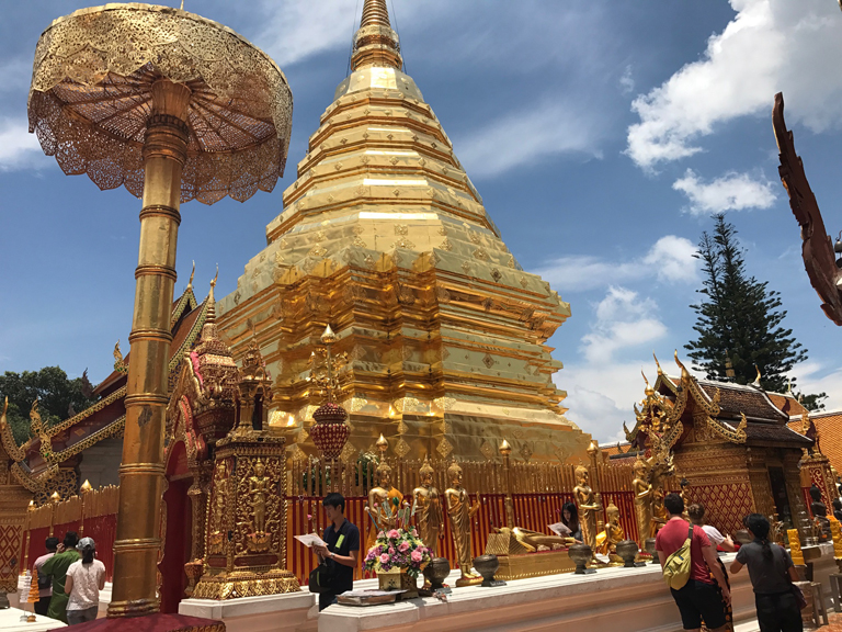 Wat Phra That Doi Suthep, a Buddhist temple found at the top of the Doi Suthep Mountain in Chiang Mai, Thailand.